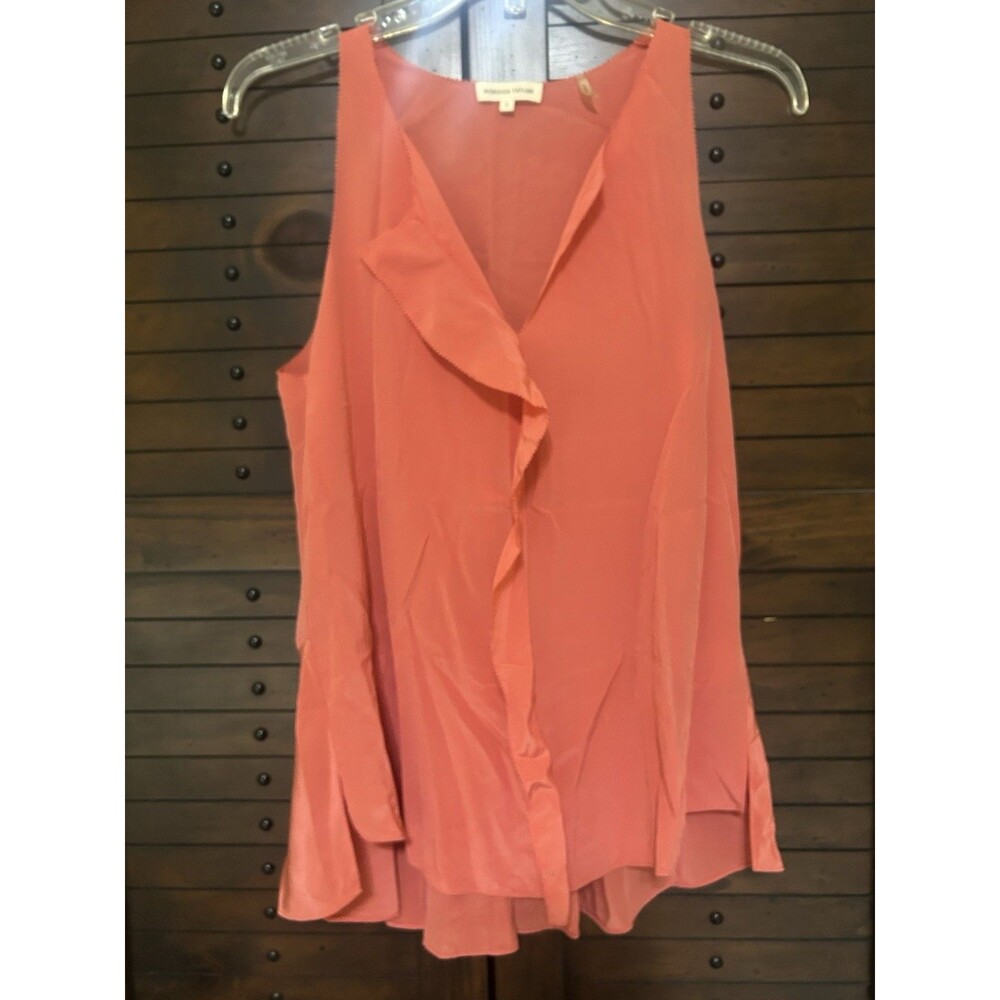 Rebecca Taylor Coral 100% Silk Sleeveless Tank Blouse Career Going Out Club Sz 2